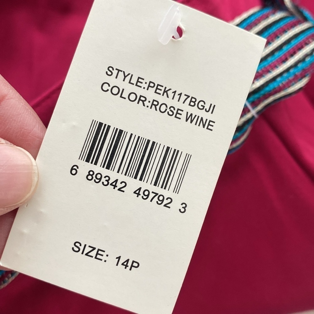 St John’s Bay Capri pants button/zip closure fabric belt embroidered Sz 14P NWT - Picture 8 of 10